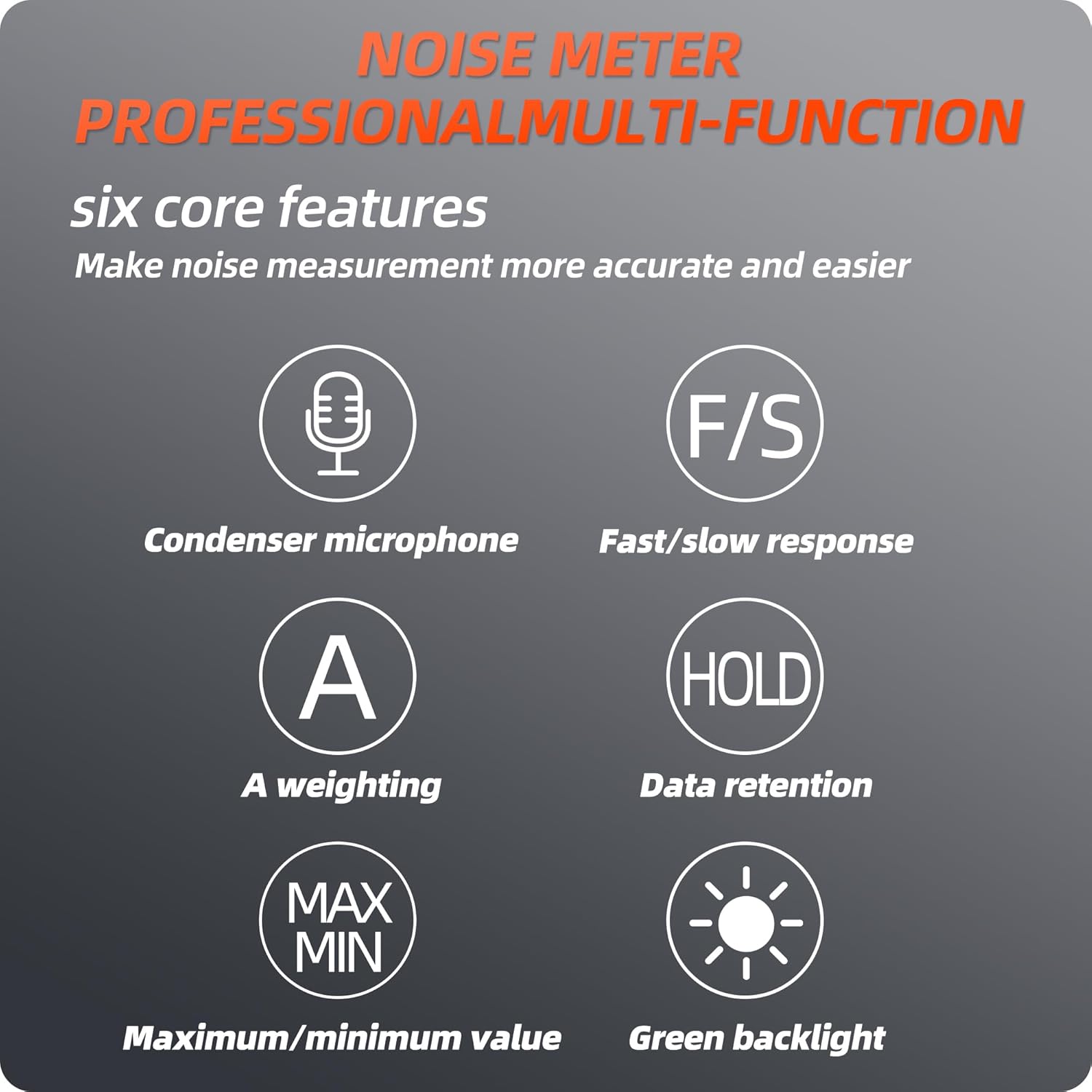 Decibel Meter, XIAOCETOOL®, Noise Decibel Reader, Sound Level Meter – Range 30-130dB, Max/Min, A-Weighted, with Backlit LCD Screen, Data Hold, Fast/Slow, for Home, Outdoor & Noisy Neighbors