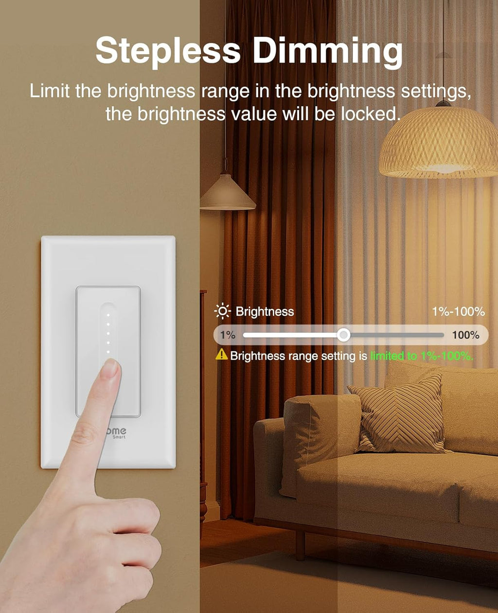 GHome Smart Dimmer Switch, Single Pole, 2.4GHz WiFi Dimmer Light Switch Works with Alexa and Google Home, Voice & APP Remote Control | Timer & Schedule | UL Certified, Neutral Wire Required, 3 PACK