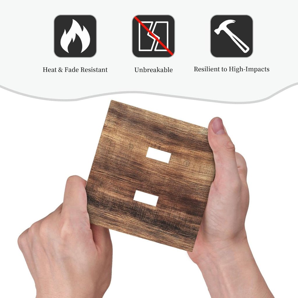 Decorative Switch Plates Vintage Rustic Brown Wood Grain 2 Gang Double Toggle Outlet Light Switch Cover Wall Plate Electrical Faceplate for Bedroom Farmhouse Decor