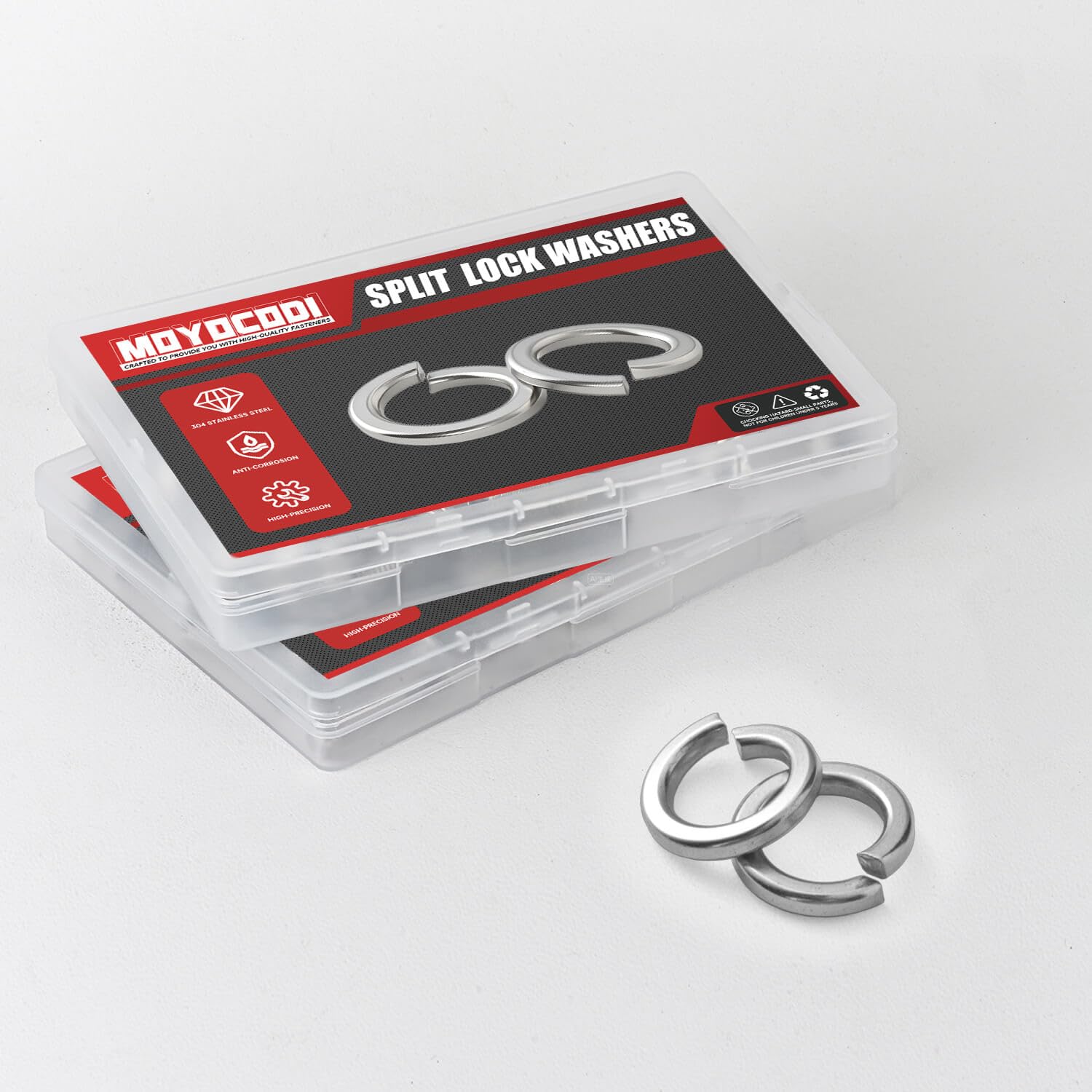M8 (100 Pack) Split Lock Washer, (18-8) 304 Stainless Steel Spring Lock Washer