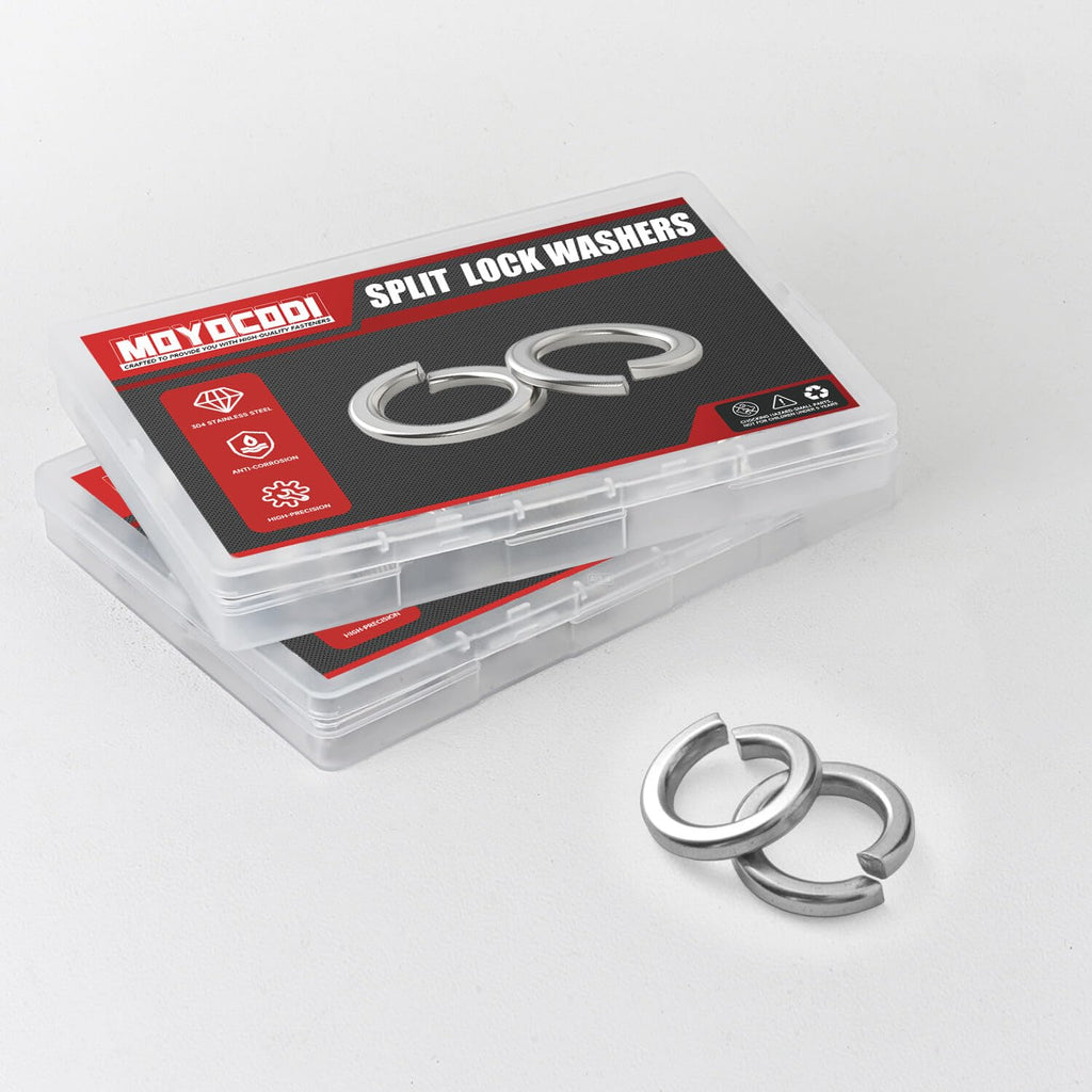 M10 (50 Pack) Split Lock Washer, (18-8) 304 Stainless Steel Spring Lock Washer