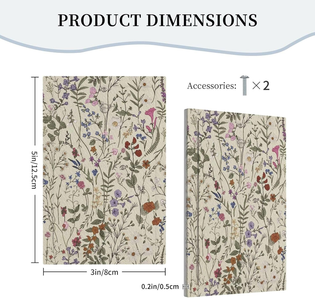Decorative Light Switch Plate Covers Beige Background Boho Flower Plant Leaf 1 Gang No Device Single Blank Outlet Covers Wall Plate Light Switch Cover Plate Faceplate for Bedroom Home Decor