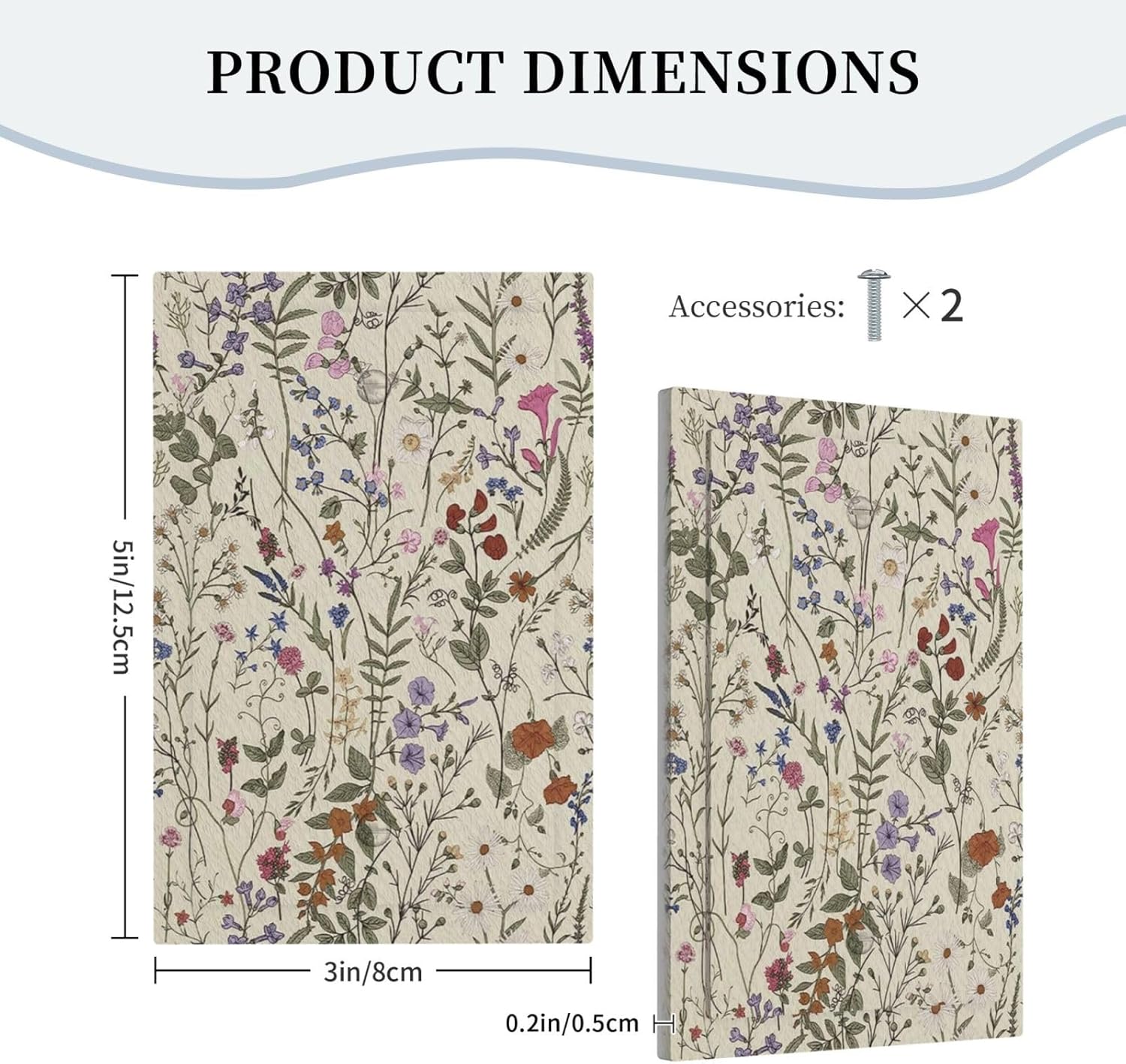Decorative Light Switch Plate Covers Beige Background Boho Flower Plant Leaf 1 Gang No Device Single Blank Outlet Covers Wall Plate Light Switch Cover Plate Faceplate for Bedroom Home Decor