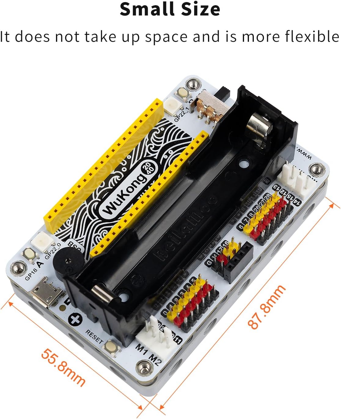 ELECFREAKS Wukong2040 Expansion Board Adapter for Raspberry Pi Pico Breakout Board with Buzzer/Rainbow Lights/Motor Interface/IO Interface Expansion