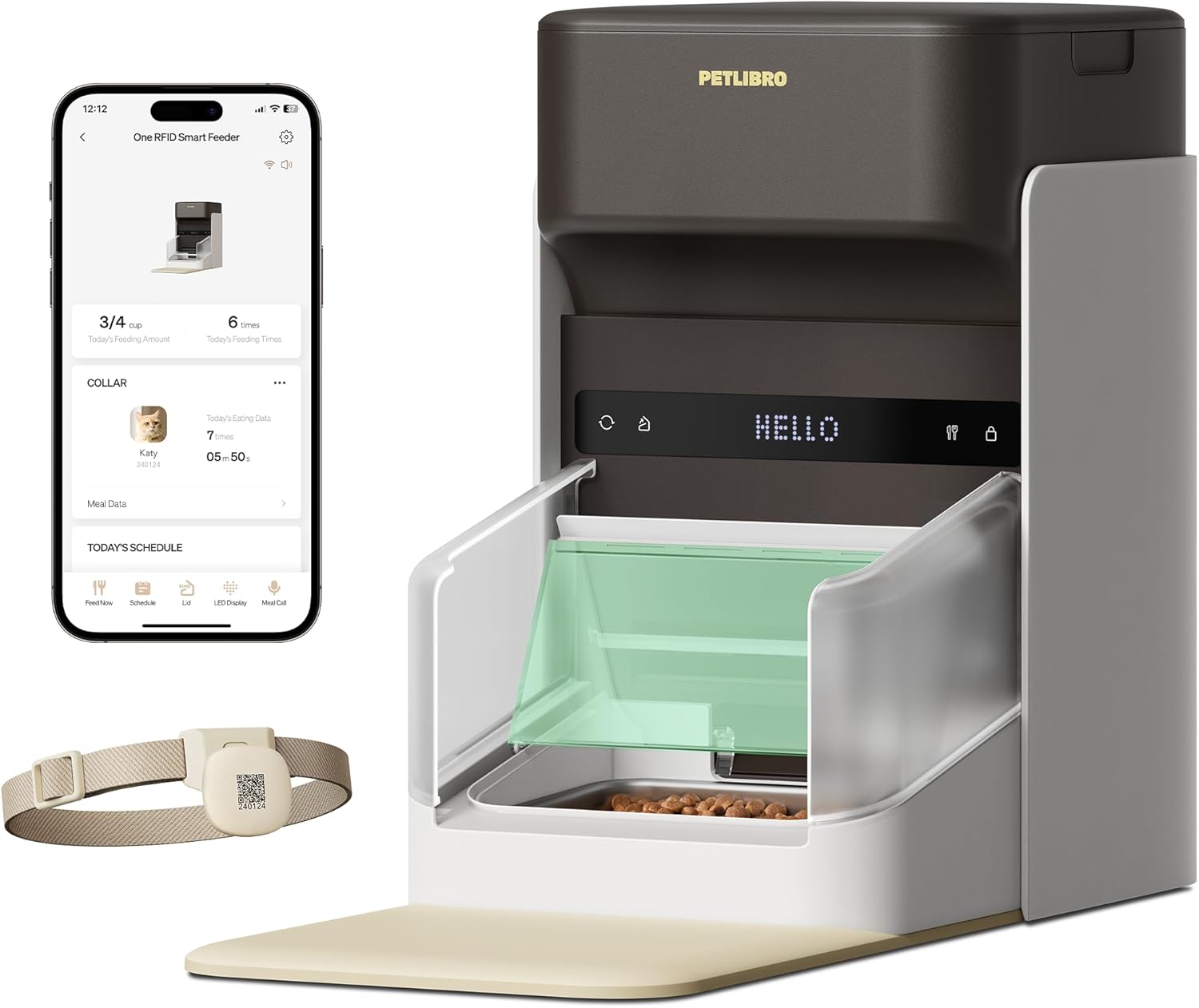 PETLIBRO RFID Automatic Cat Feeder, Collar Tag-Activated Personalized Meals, 5G&2.4G Wi-Fi Programmable Cat Food Dispenser with Cats Recognition & Diet Tracking for Multi-Pet Homes and Different Diets