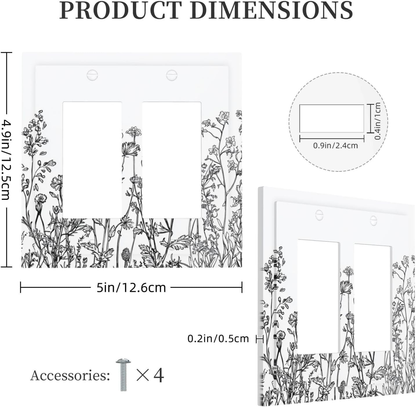 Decorative Outlet Covers Floral Wildflower Rustic Plant Leaves 2 Gang Double Gfci Rocker Electrical Wall Panels Light Switch Cover Plate For Farmhouse Cabin Decor