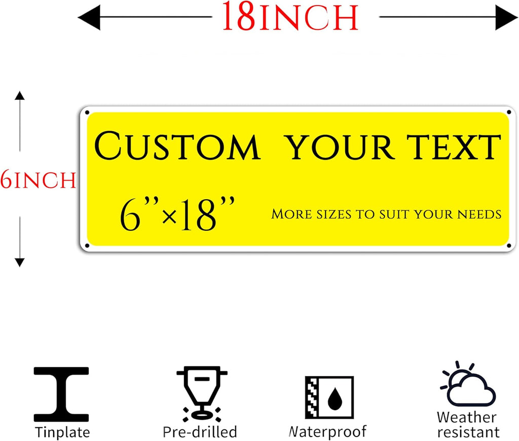 Custom Sign, street signs customized，Aluminum Weatherproof Metal Sign Multiple Sizes, Customize for House numbers, bars, cafes,Business, Workplace, office, Home, Delivery Signs(6 * 18 Inch)