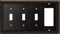 Henne Bery Sunken Pearls Heavy Duty Decorative Wall Plate Switch Plate Outlet Cover (Triple Toggle/Single Decorator, Aged Bronze)