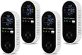 4 Packs Carbon Monoxide Detectors Plug in, 4-in-1 Natural Gas Leak Detector & Carbon Monoxide Detectors with Temperature & Humidity, Natural Gas Detectors for Home/Apartment/RV