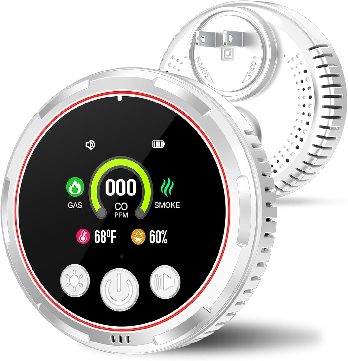 Upgraded 5 in 1 Smoke Carbon Monoxide Detectors Plug in, Natural Gas Detector Smoke CO Detector Alarm with Battery Backup, Portable Carbon Monoxide Detector for Home, RV Travel-Trusted by 200K+ Homes