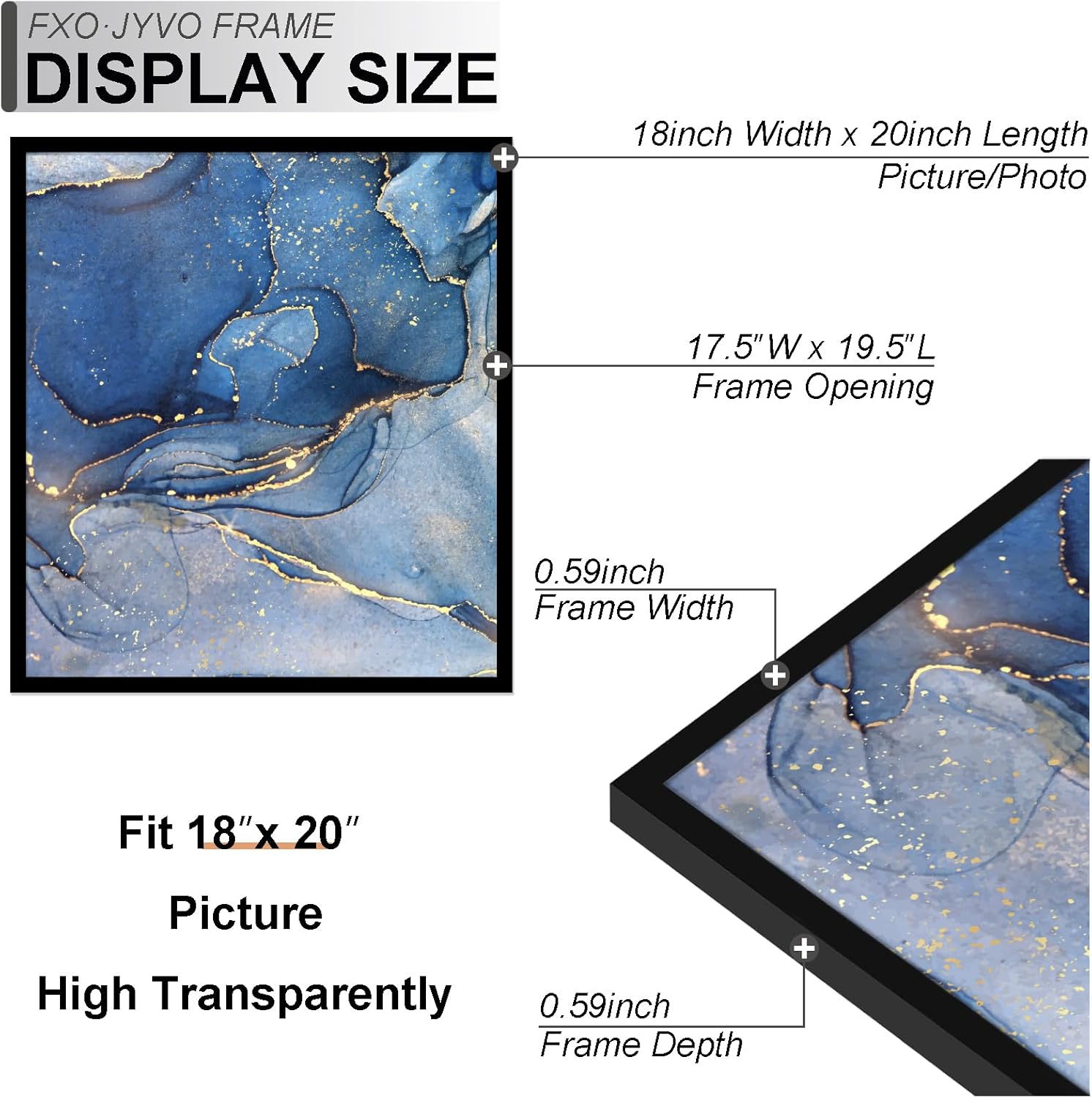 18x20 Picture Frame, Black Frame for 18 x 20 Inch Picture Poster Photo, Light Weight and High Transparent 18 by 20 Frame for Wall - 1 Pack/Black/18 x20