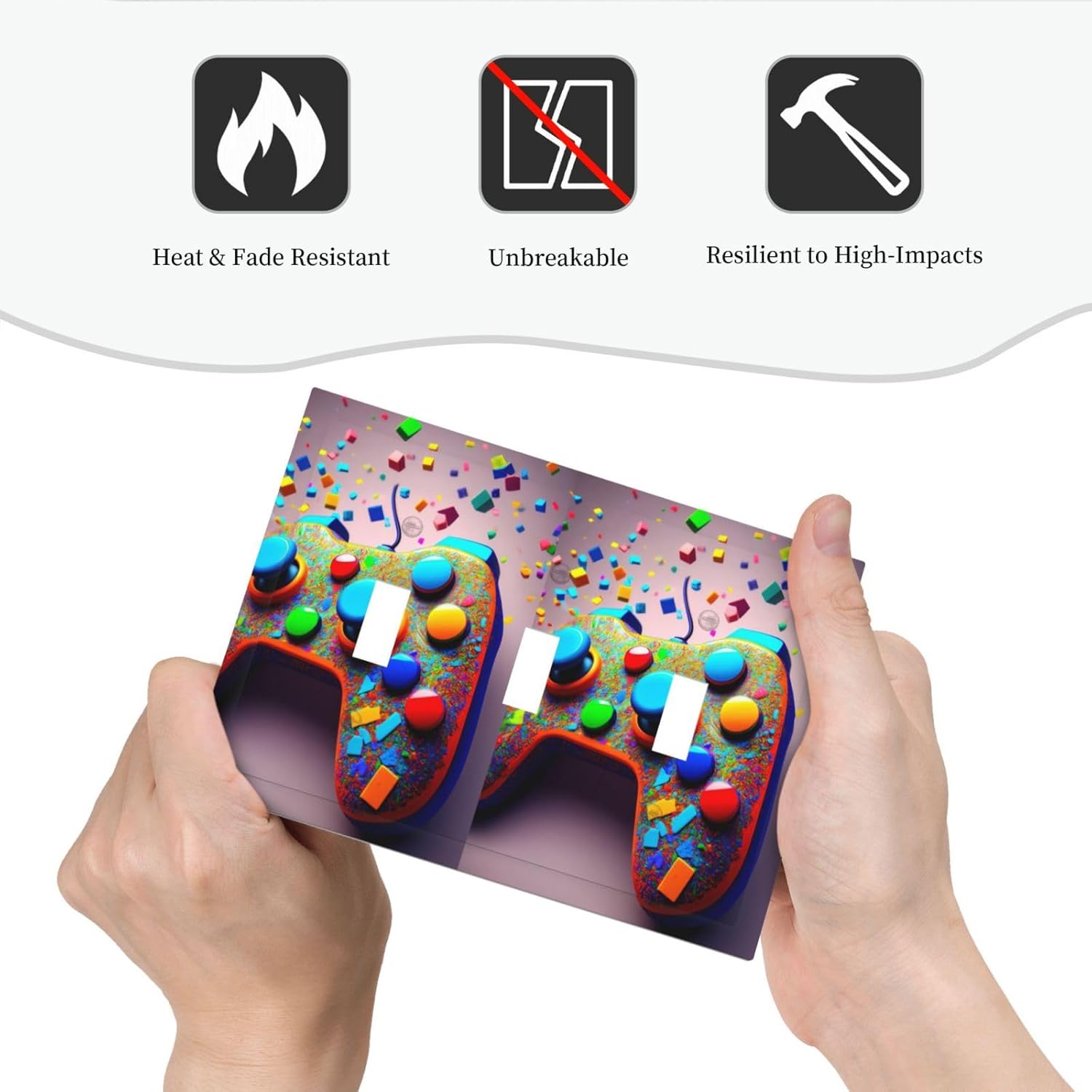 Videos Game Controller 3 Gang Triple Toggle Decorative Light Switch Covers Electrical Faceplate Switchplates for Bathroom Kitchen Home