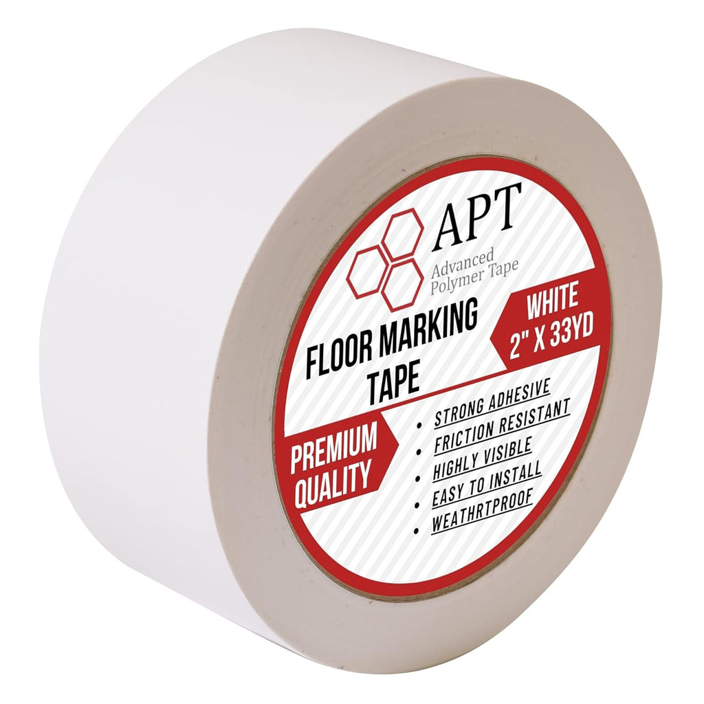 APT, Multi Color Marking Tape, Premium Safety Marking and Dance Floor Splicing Tape, 6 mil Thick (White, 1 Roll)