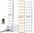 LED Closet Light with Charging Station, 3 Pcs 3 Color Temperatures 30LEDs Dimmer Rechargeable Motion Sensor Under Cabinet Lighting, Stick-on Night Light for Kitchen