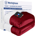 Westinghouse Electric Blanket Twin, Heated Blanket Twin Size with 10 Heating Levels and 1 to 12 Hours Heating Time Settings, Flannel to Sherpa Reversible, Machine Washable (62" x 84", Red)