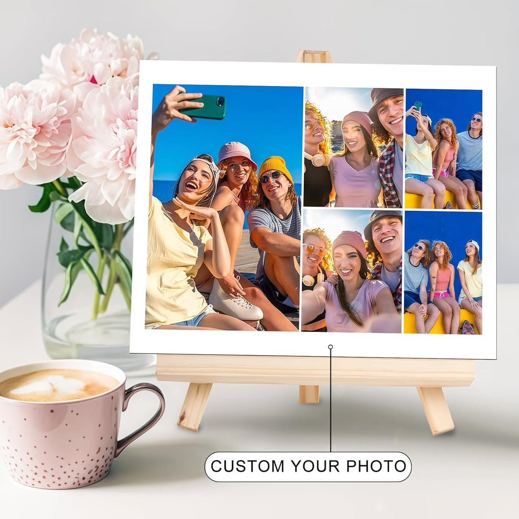 Custom Photo Frame with Stand, Personalized Picture Display, MDF and Wood Construction, Desktop Decor, Multiple Designs, Customizable Gift for Family and Friends