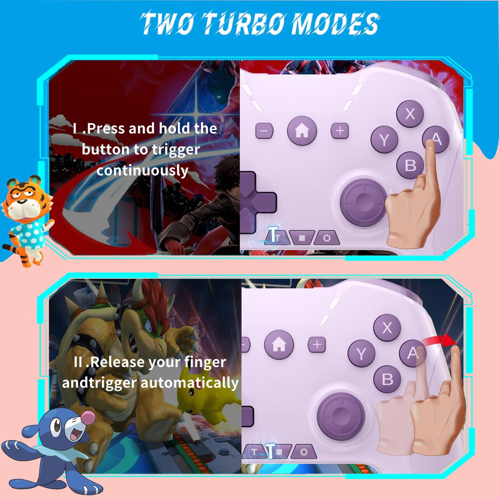 Bluetooth Controller for Switch/Mac/PC/Steam/Mobile Phone/iOS/Android//TV/iPad/Table/Apple Arcade MFi Games, switch pro controller wireless with Adjustable Dual Motion,Turbo,Macros,6-Axis,Wake Up for Black Myth: Wukong (Black) (Purple) (Purple)