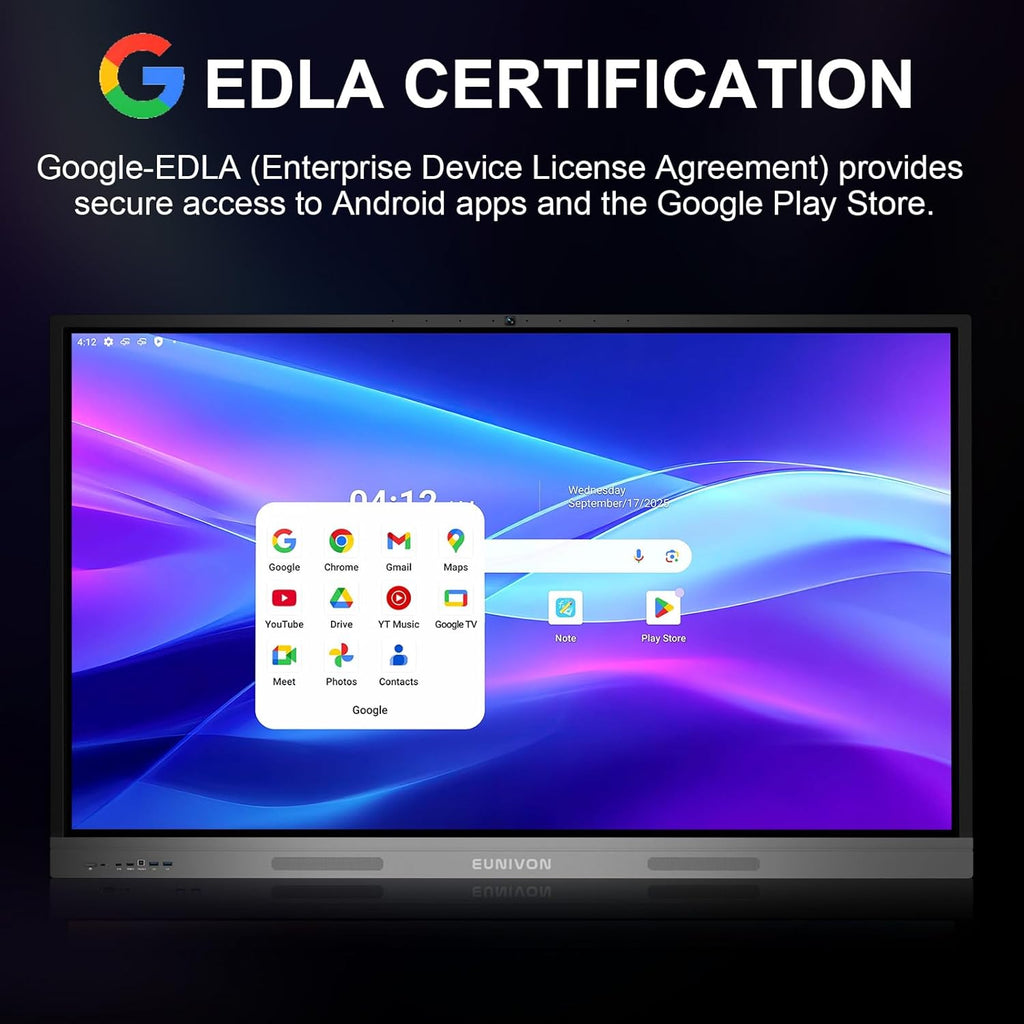Smart Board 55" 4K Interactive Whiteboard Google EDLA-Certified for Classroom Office Home School, OTA Software Updates 8GB RAM + 128GB Storage