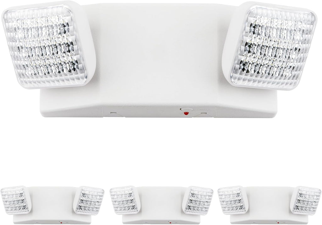 LIT-PaTH LED Emergency Lighting Fixtures with 2 LED Heads and Back Up Batteries- US Standard Exit Light, UL 924 and CEC Qualified, 120/277 Voltage, 4-Pack