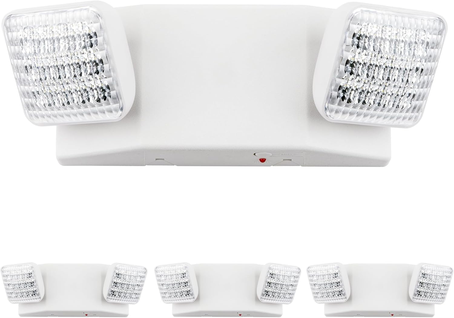 LIT-PaTH LED Emergency Lighting Fixtures with 2 LED Heads and Back Up Batteries- US Standard Exit Light, UL 924 and CEC Qualified, 120/277 Voltage, 4-Pack