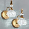 Modern Glass Crystal Vanity Light - Vintage Bathroom Lighting Fixtures Over Mirror, 2 Pack Vanity Lights G9 Bulb (7.87 Inch,Brass)