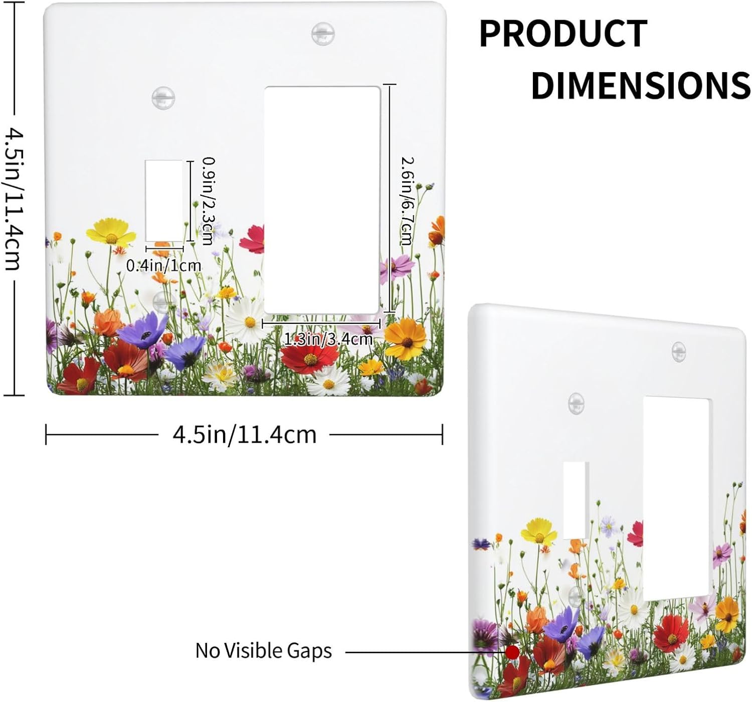 Outlet Covers Colorful Wildflowers Plant Floral Daisy 1 Toggle 1 Rocker Combination Decorative Wall Plate Electrical Switch Plates Light Switch Cover Plate For Bed Room Living Room Decor