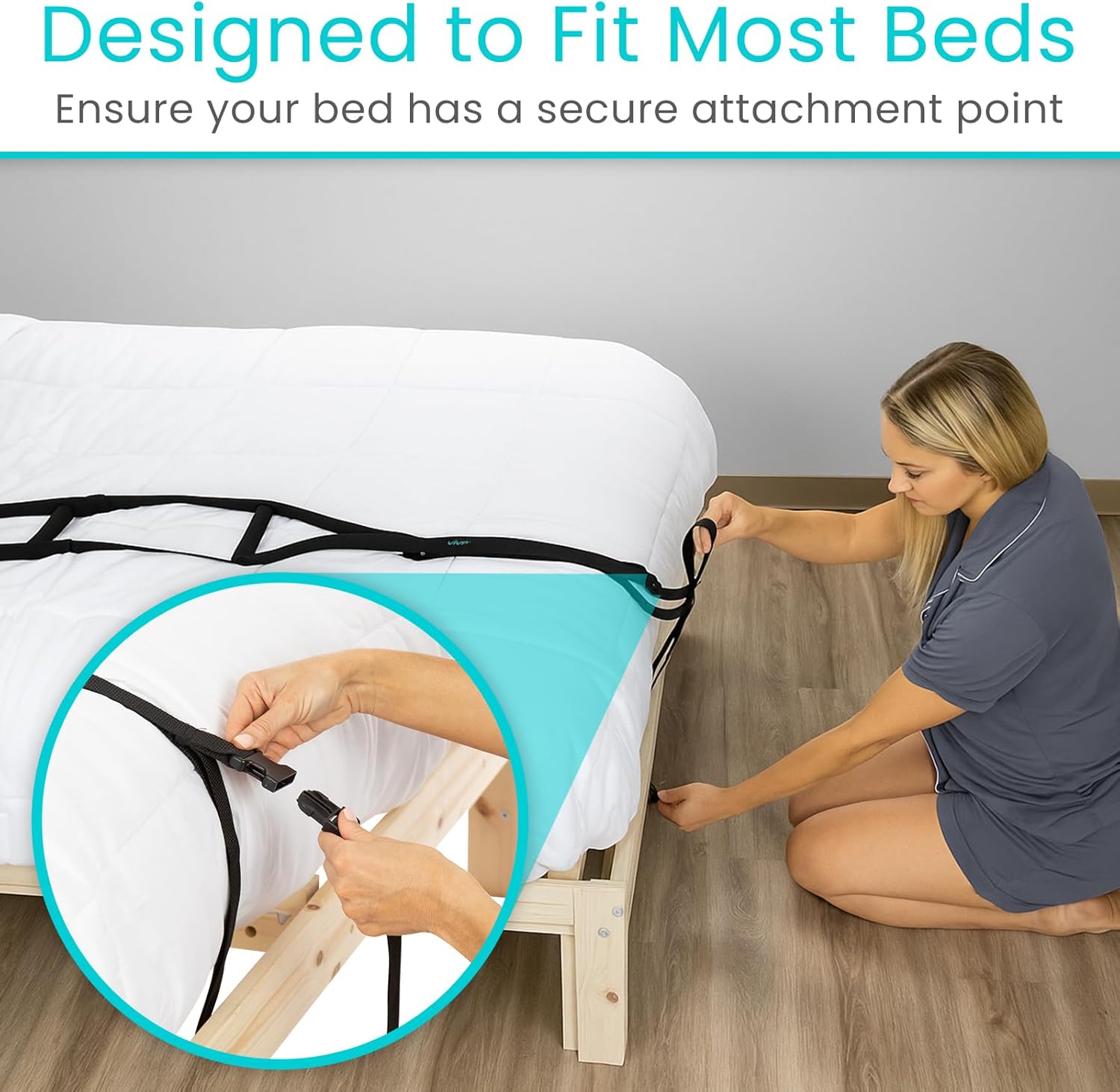 Vive Bed Ladder Assist - Pull Up Assist Device with Handle Strap - Rope Ladder Caddie Helper - Sitting, Sit Up Hoist for Elderly, Senior, Injury Recovery Patient, Pregnant, Handicap - Padded Hand Grip