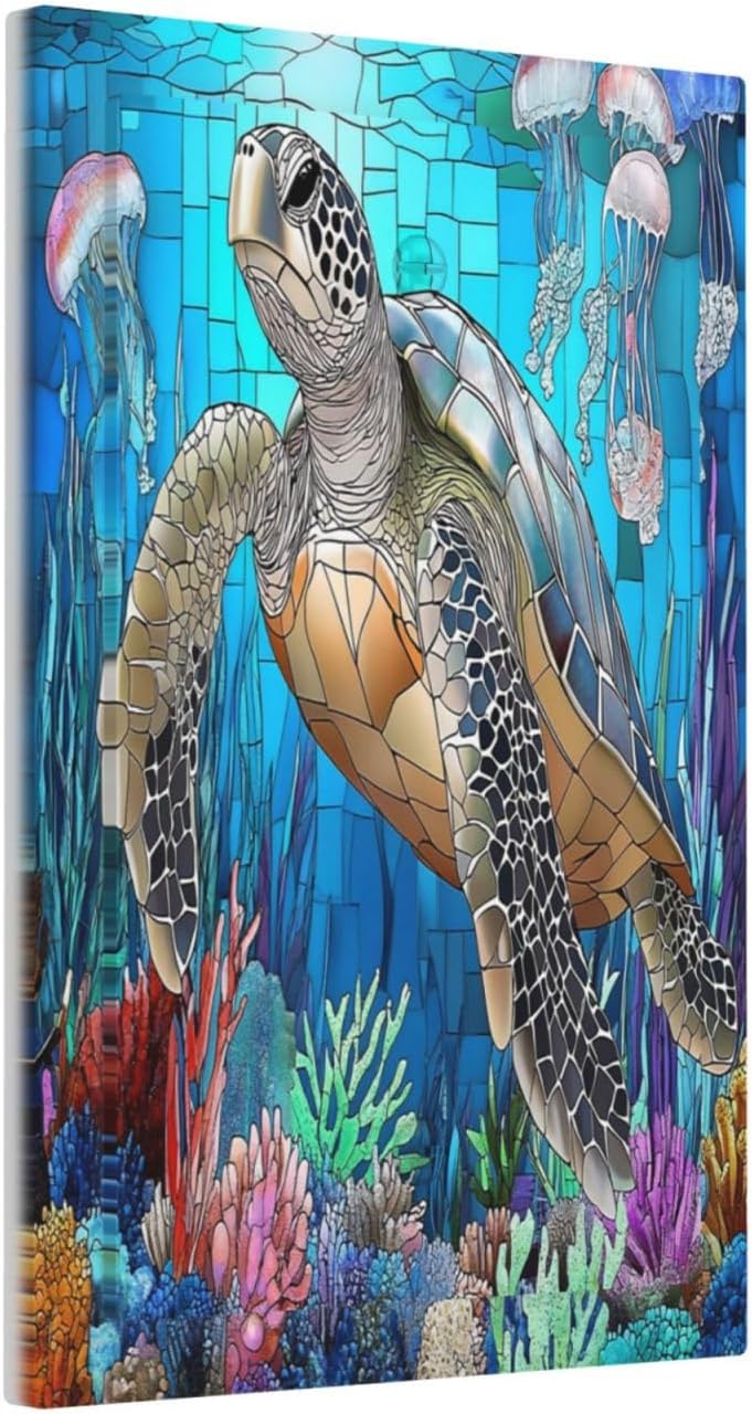 Light Switch Cover Plate Nautical Sea Turtle Coral Jellyfish 1 Gang No Device Blank Electrical Wall Plates Faceplate Decorative Switch Plate For Kids Room Nursery Decor