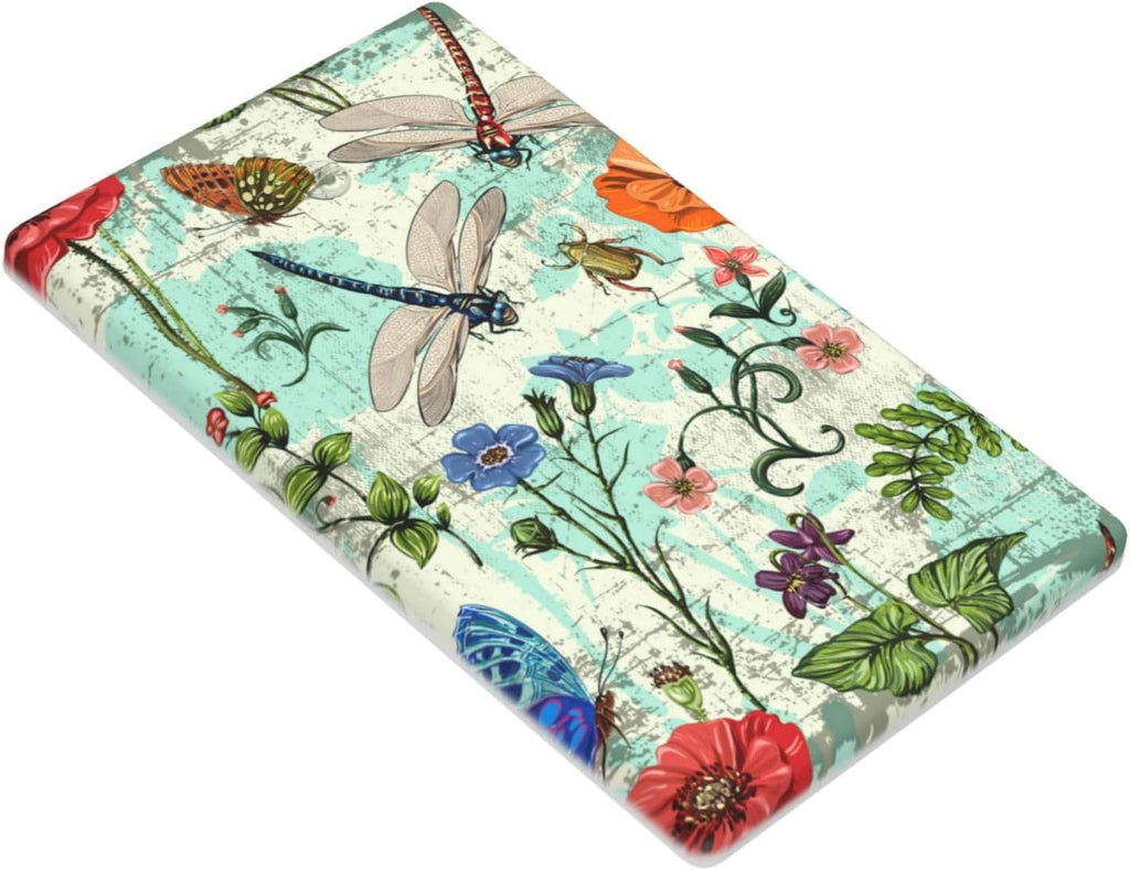 Dragonflies Flowers Butterfly 1 Gang Single Blank Outlet Light Switch Cover Decorative Single Blank Wall Plate Cover For Home Living Bedroom Kitchen Decorative