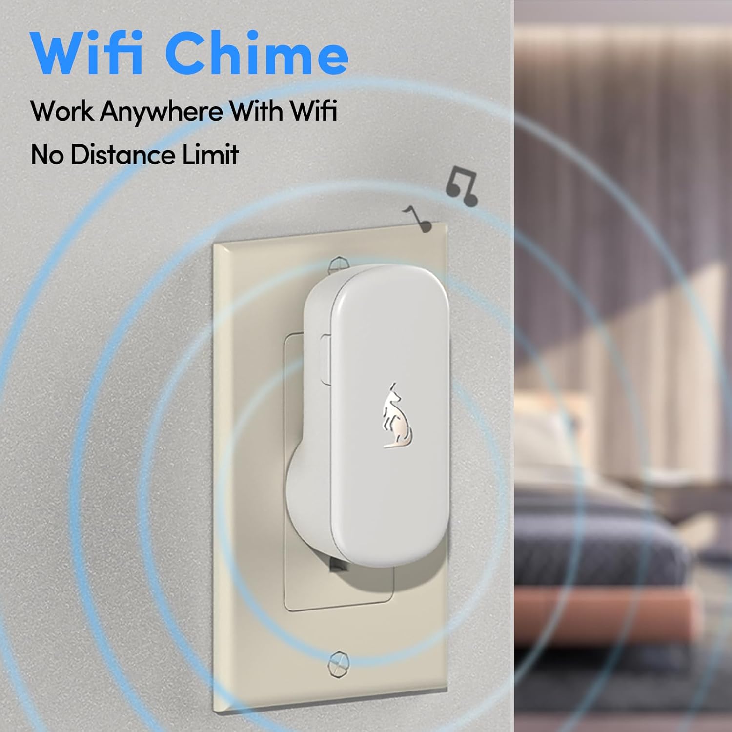 Kangaroo Wireless Doorbell+Chime,HD Camera,Easy Setup,Battery Power,Motion Detection,2.4G WiFi,Real-time Alerts to Phone,Security System for Home,Apartment and Office (2 Doorbell+2 Chime)