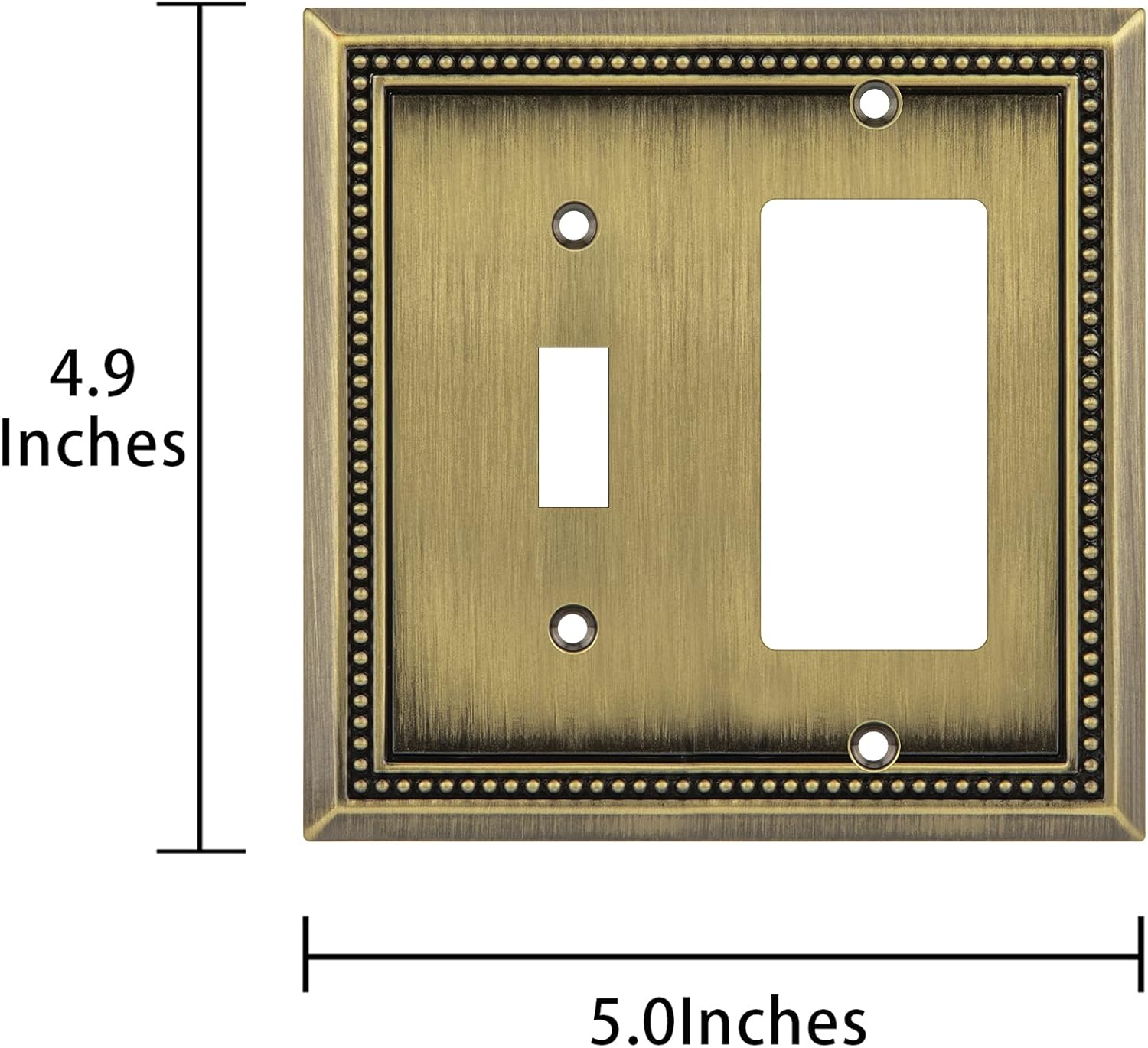 Henne Bery Sunken Pearls Heavy Duty Decorative Wall Plate Switch Plate Outlet Cover (Toggle/Decorator, Antique Brass)