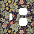 Boho William Morris Floral Green Leaves Flower Wallplates 1 Toggle 1 Duplex Switch Plate Electrical GFCI Faceplate Decorative Light Switch Covers for Farmhouse Home Decor