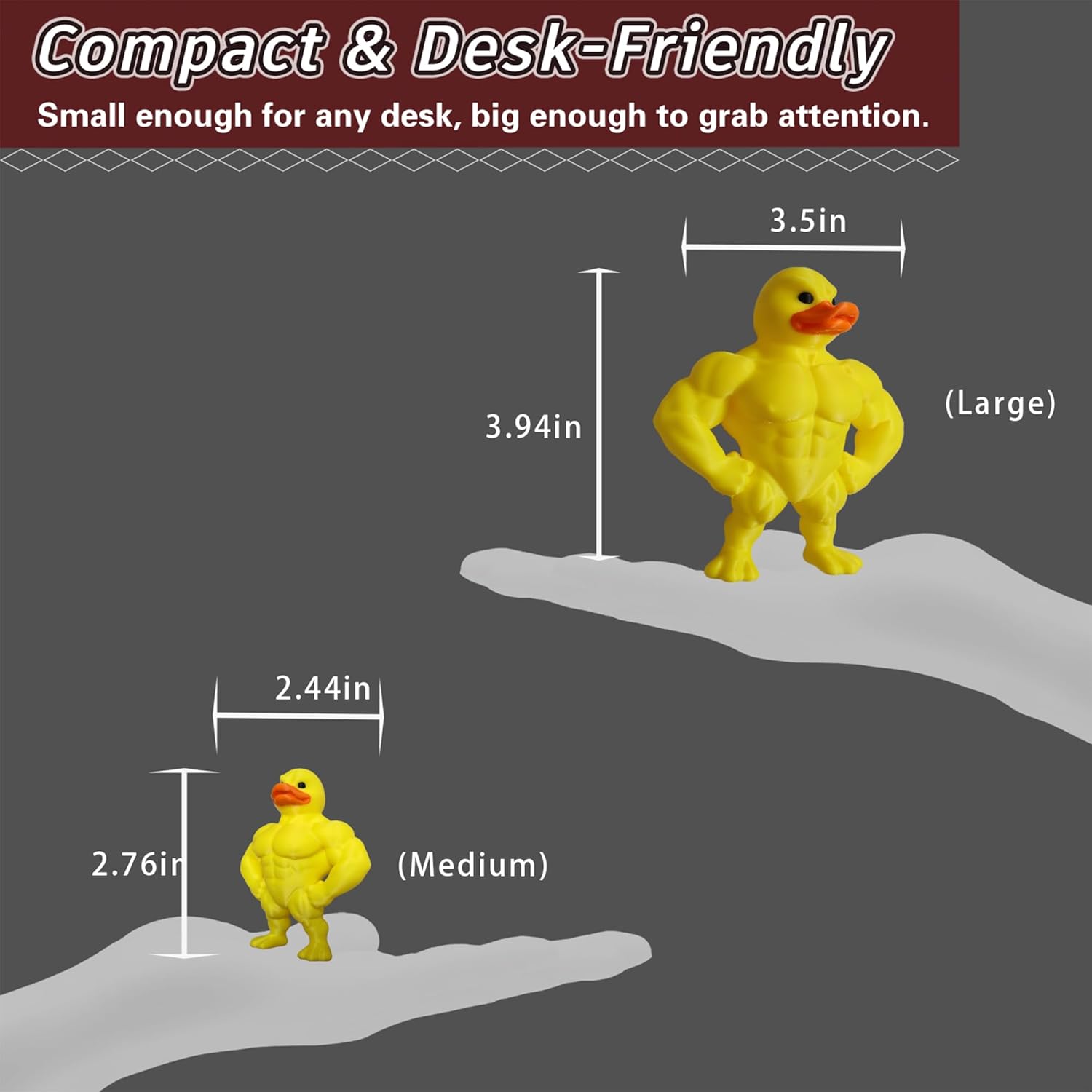 3D Printed Muscle Duck Figurine, Funny Desk Decor Collectible Statue, Muscular Duck Desktop Figurine, Gifts for Gym People, Gym Decor for Men, Bodybuilder Duck Collectible Desktop Sculpture (Large)