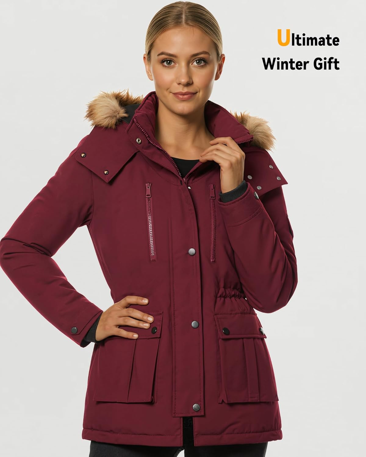 Graphene Heated Jacket for Women with Large Capacity Battery Pack Waterproof Windproof