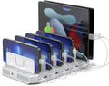 【10PCS】 Unitek Multi Charging Station, 10-Port USB Charger for Multiple Device with SmartIC Tech and Adjustable Dividers, Organizer Stand Compatible with iPad, Tablet, Kindle, iPhone - 10PCS, White