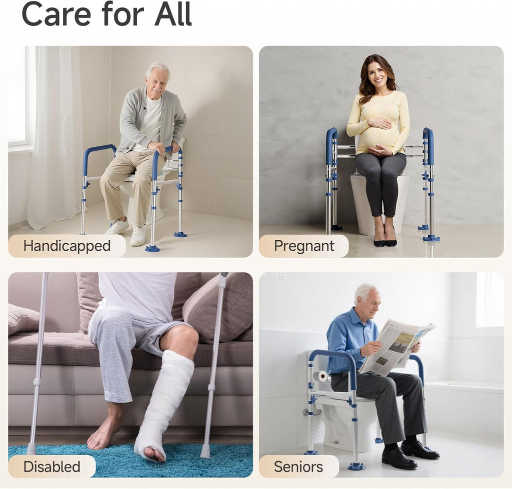 Toilet Safety Rails for Seniors,Height-Adjustable Toilet Frame Width-Adjustable Toilet Handles Toilet Rail Provides Support for Seniors ， Pregnant ，Disabled
