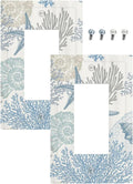 Decorative Outlet Covers Blue Starfish Coral Seaweed 1 Gang Rocker Light Switch Cover Plate Single Decora Light Switch Covers Wall Plate Faceplate for Bedroom Decor （2 Pack）