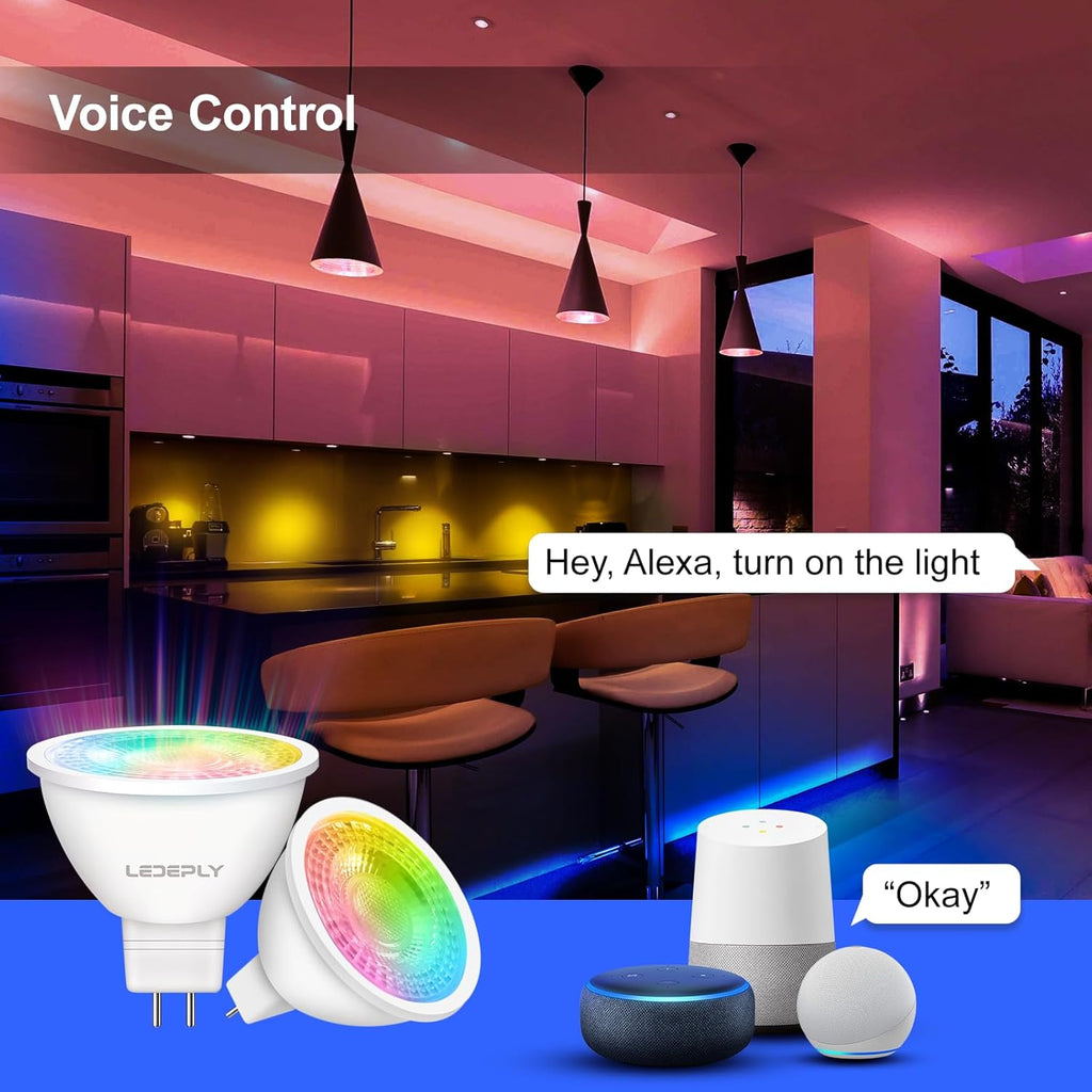 Zigbee MR16 LED Smart Bulb, Hub Required, Compatible with Phi*Lip*s Hu*e*, Alexa, Google, & ConBee, 5W =50W, GU5.3, Dimmable, AC/DC 12V, Color Changing & Tunable White, 2-Pack