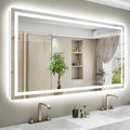 60x38 Inch LED Bathroom Mirror with Lights Front and Backlit Lighted Vanity Mirror for Bathroom Wall with 3 Colors Dimmable Anti-Fog Memory Shatter-Proof IP54 Waterproof Horizontal/Vertical