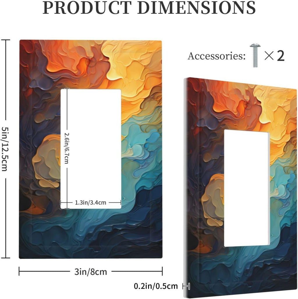 Outlet Covers Abstract Colorful Modern Luxury Rainbow 1 Gang Wall Plates Single Rocker Light Switch Covers Decorative Switch Plates Electrical GFCI Panel Covers for Home Office Decor 5 X 3 IN