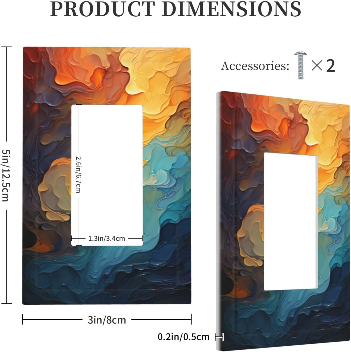 Outlet Covers Abstract Colorful Modern Luxury Rainbow 1 Gang Wall Plates Single Rocker Light Switch Covers Decorative Switch Plates Electrical GFCI Panel Covers for Home Office Decor 5 X 3 IN