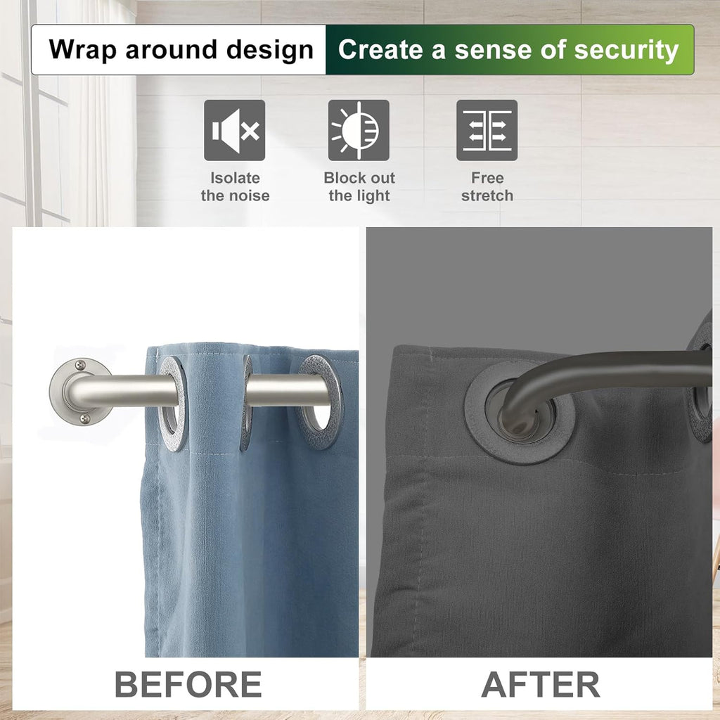 Nickel Wrap Around Curtain Rods 66 to 120In:Blackout Heavy duty Adjustable Window Curtain Rod for Bedroom,Industrial Darkening Curved French Metal Single Drapery Rods Easy Install,Satin Nickel