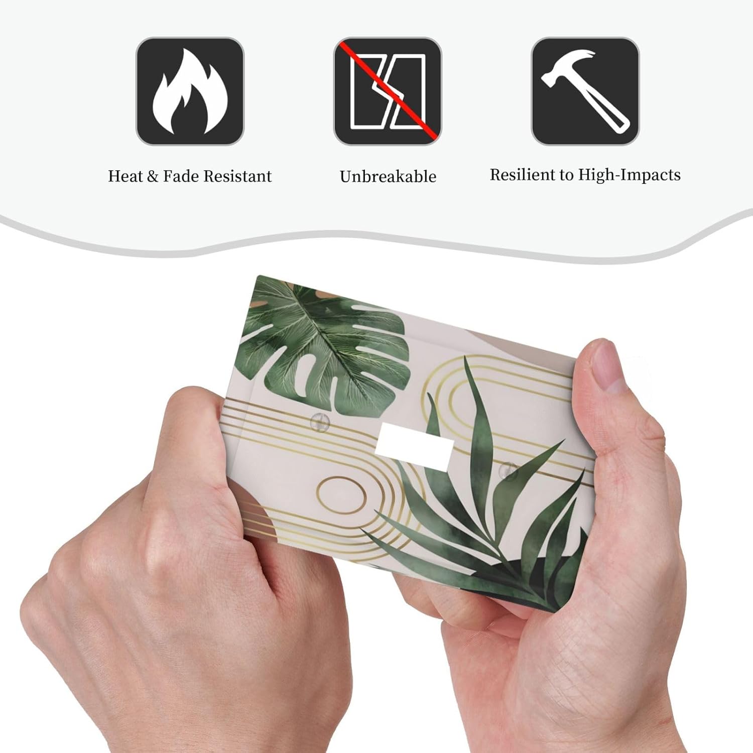 Decorative Light Switch Plate Covers Boho Mid Century Arch Green Leaves 1 Gang Light Switch Cover Plate Single Toggle Wall Plate Outlet Covers Faceplate for Bedroom Decor （ 2 Pack）