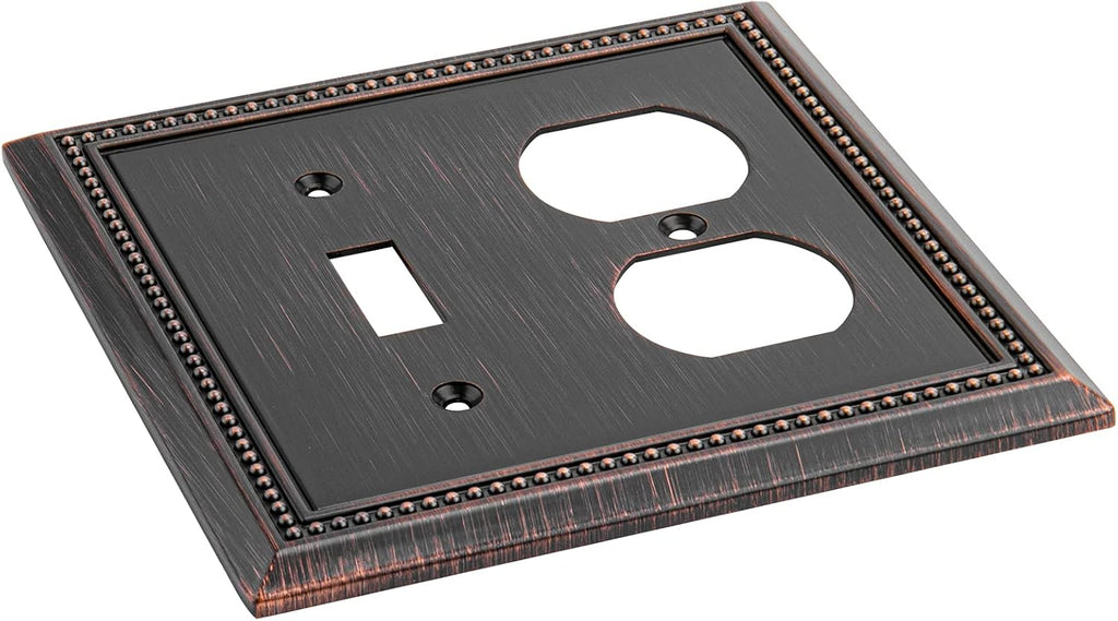 Henne Bery Sunken Pearls Decorative Wall Plate Switch Plate Outlet Cover (Toggle/Duplex, Aged Bronze)