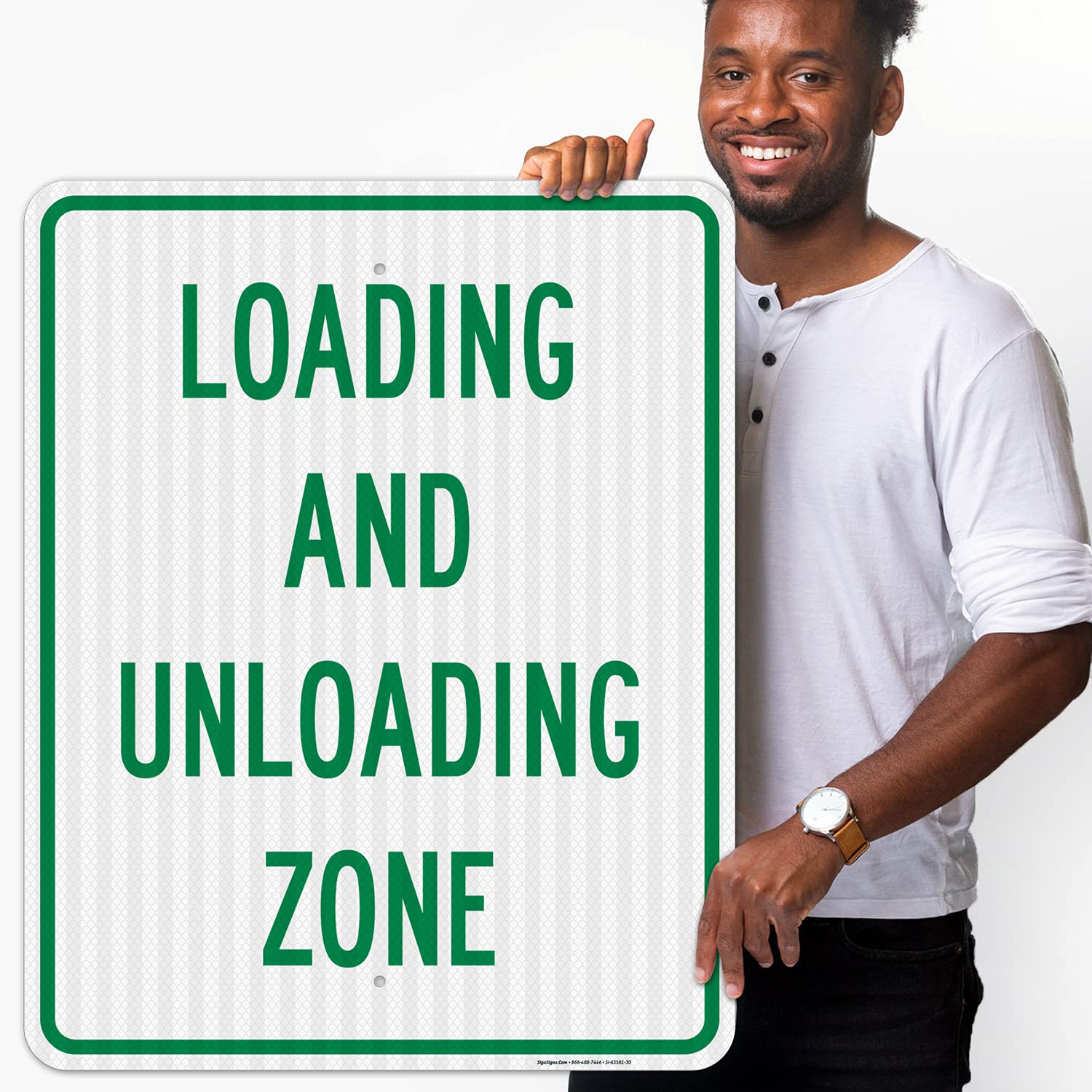 Loading and Unloading Zone Sign, 24x30 Inches, 3M EGP Reflective .080 Aluminum, Fade Resistant, Made in USA