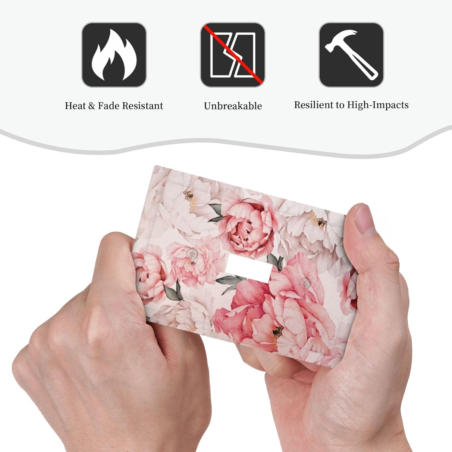Decorative Light Switch Plate Covers Ink Pink Peony Flower Rustic Floral 1 Gang Light Switch Cover Plate Single Toggle Wall Plate Outlet Covers Faceplate for Home Decor （2 Pack）
