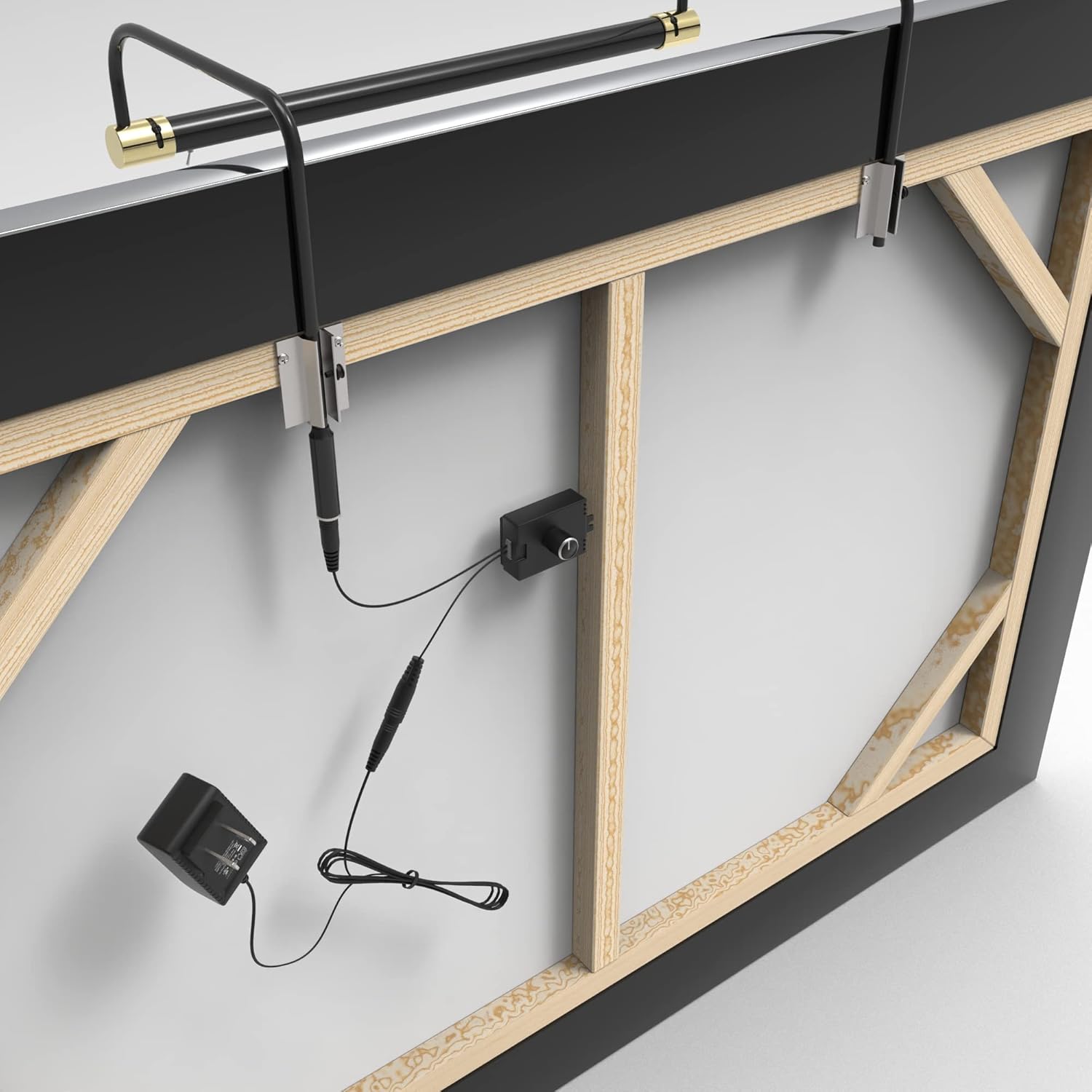 Cocoweb 21 Inch Tru-Slim Black and Brass Picture Light - LED, 2700K, Adjustable Arm, Plug-in, Toggle Switch, Sleek and Compact Design