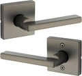 Kwikset Halifax Interior Square Passage Door Handle, Lever for Closet and Hallway Doors, Reversible Non-Locking Handle Lever, Gunmetal