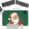 Heated Mouse Pad with 3 Temperature Settings(104°F–122°F),Large 24x14.2 Inch PU Leather Heated Desk Mat,Waterproof Warming Pad for Office,Gaming & Cold Hands Relief,Santa Christmas