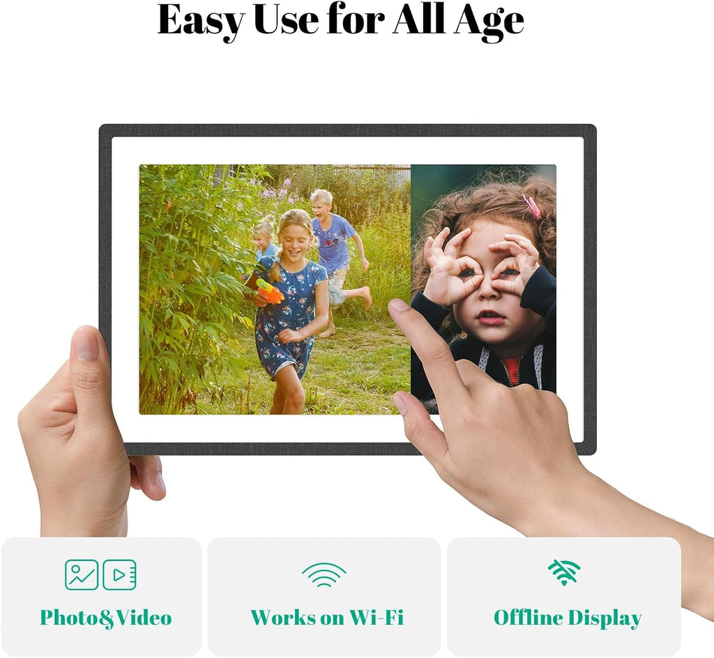Pexar by Lexar Digital Picture Frame, 10.1 inch Touch Screen Ultimate Clarity, Anti-Glare Stunning Under Lighting, WiFi Photo Frame 32GB for Home Decor, Gifting, Share Photos/Videos via APP